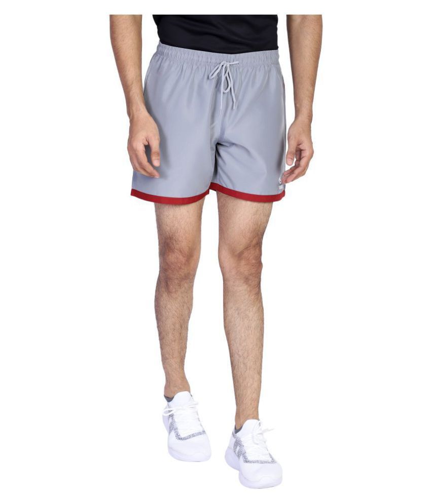     			YUUKI Grey Polyester Running Shorts