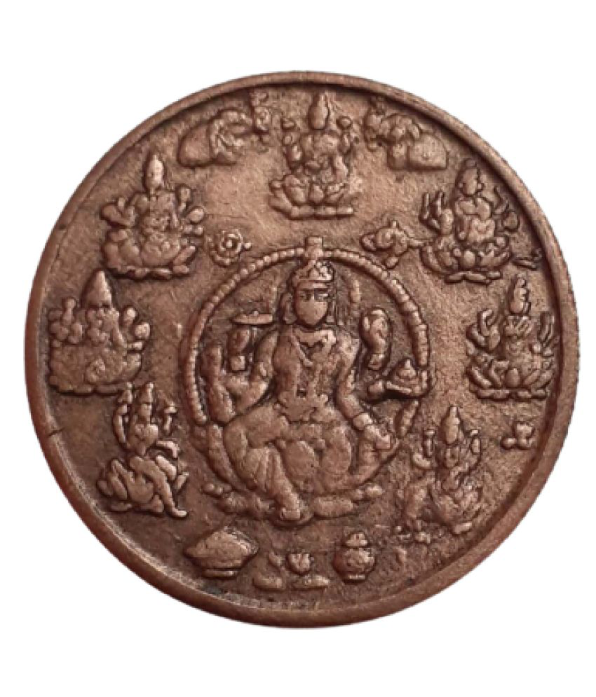     			EXTREMELY RARE OLD VINTAGE HALF ANNA EAST INDIA COMPANY 1839 MAA LAXMI BEAUTIFUL RELEGIOUS TEMPLE TOKEN COIN