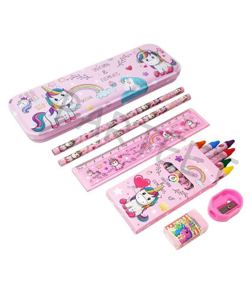 Ruhani Unicorn Mix Stationery Gift Set for Kids (Pink