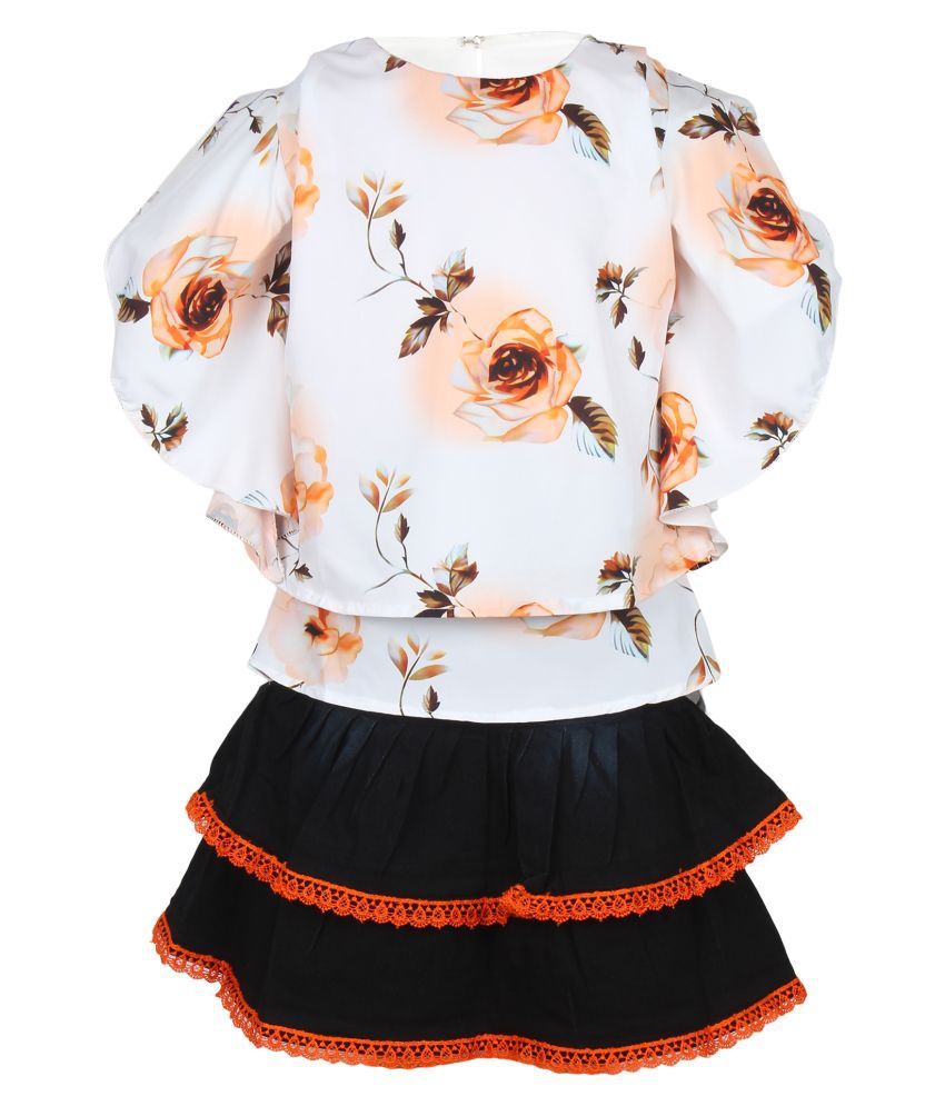     			Arshia Fashions Girls Top and Denim Skirt Set