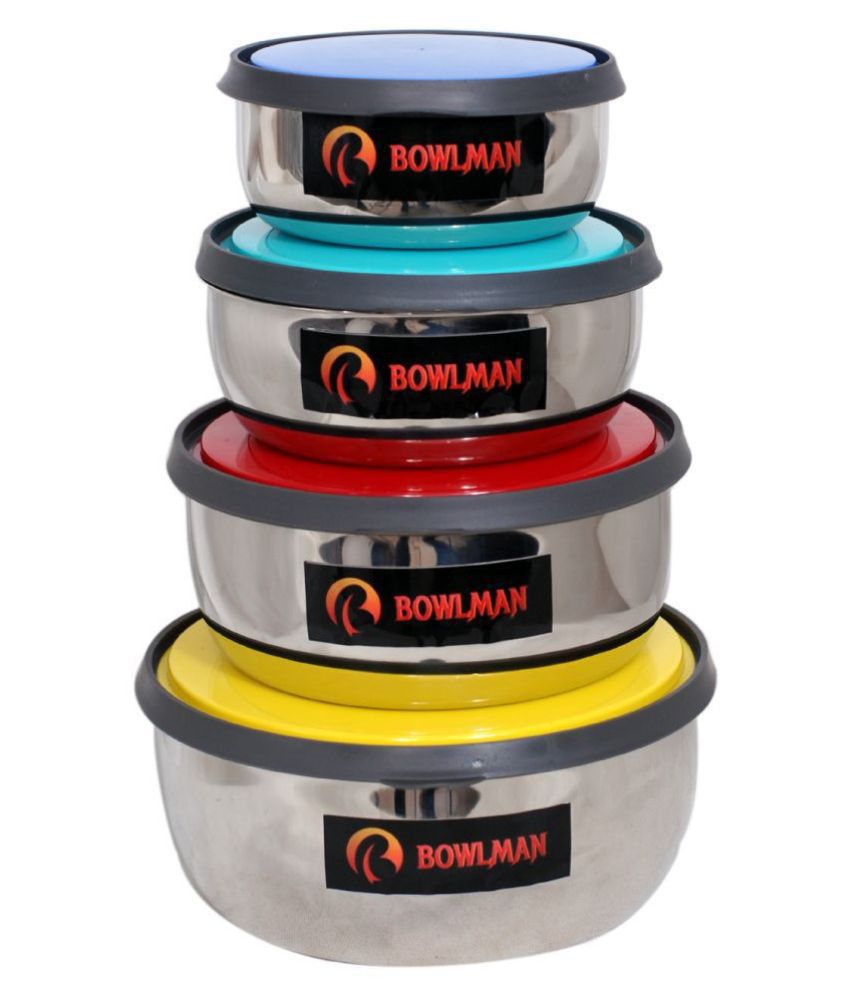     			BOWLMAN Steel Food Container Set of 4 3550 mL