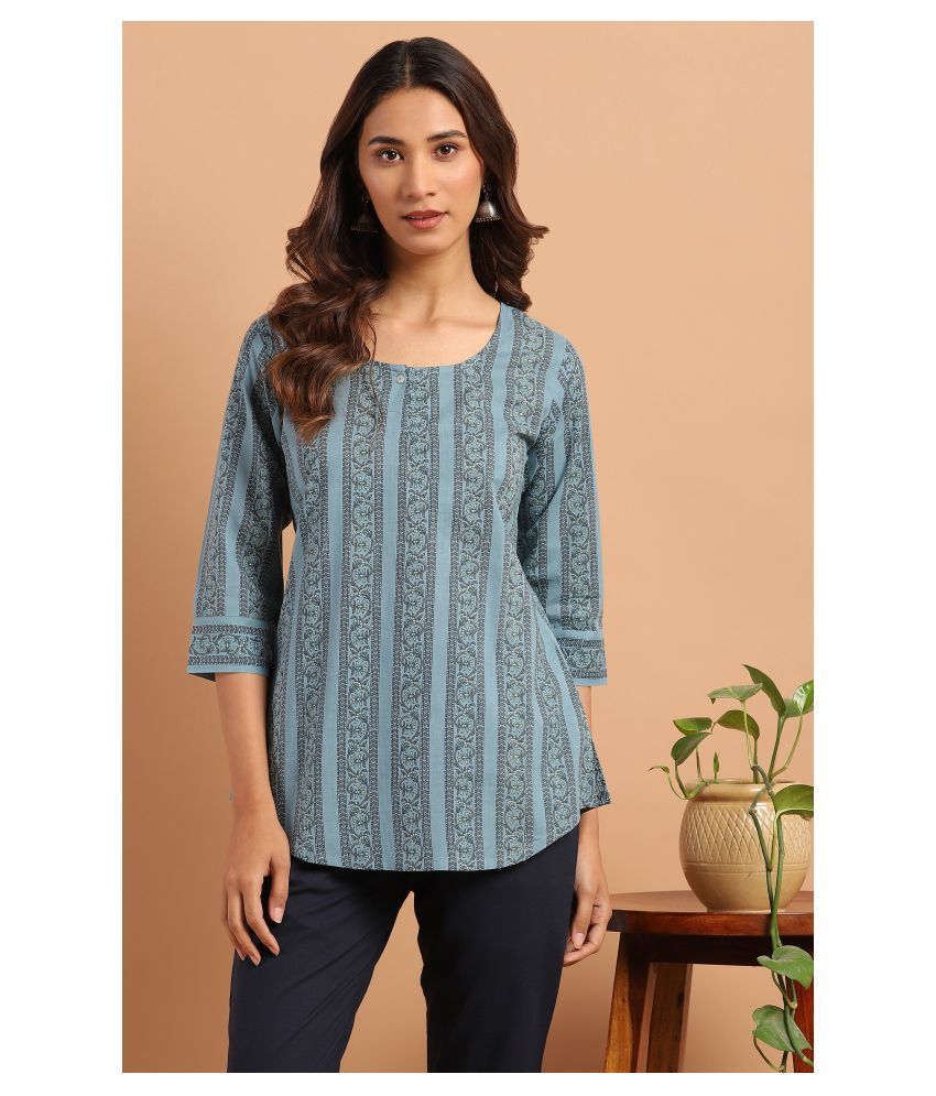     			Janasya - Blue Cotton Blend Women's Tunic ( Pack of 1 )