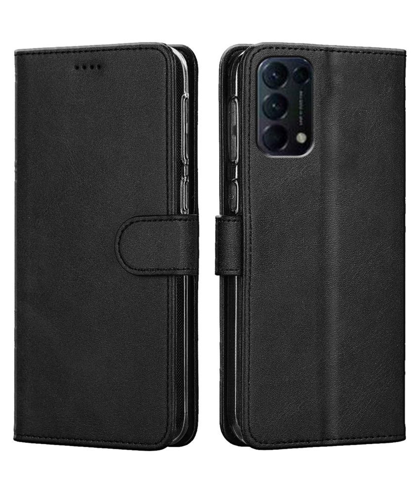     			Oppo Reno 5G Flip Cover by NBOX - Black Viewing Stand and pocket