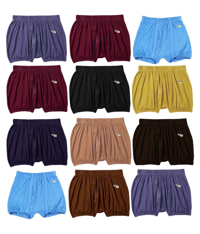     			Rupa Frontline Macro Cotton Multicolour Inner Elastic Drawers/Underwear for Kids/Boys - Pack of 12