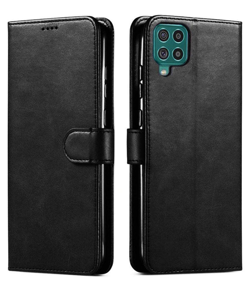     			Samsung Galaxy F62 Flip Cover by NBOX - Black Viewing Stand and pocket