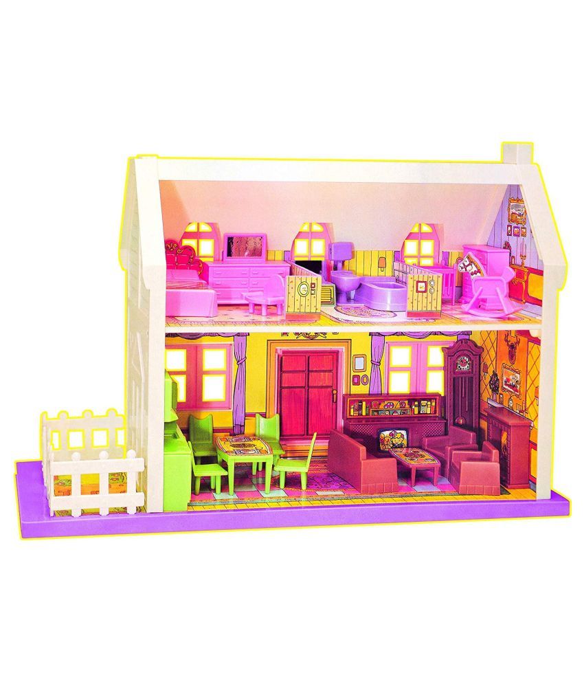 doll house play set, doll house with master bedroom, dining room