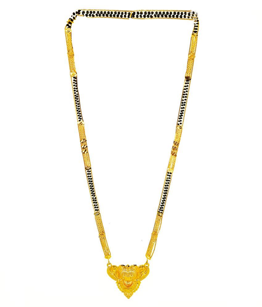     			KRIMO gold plated black bead long mangalsutra for women  -100142