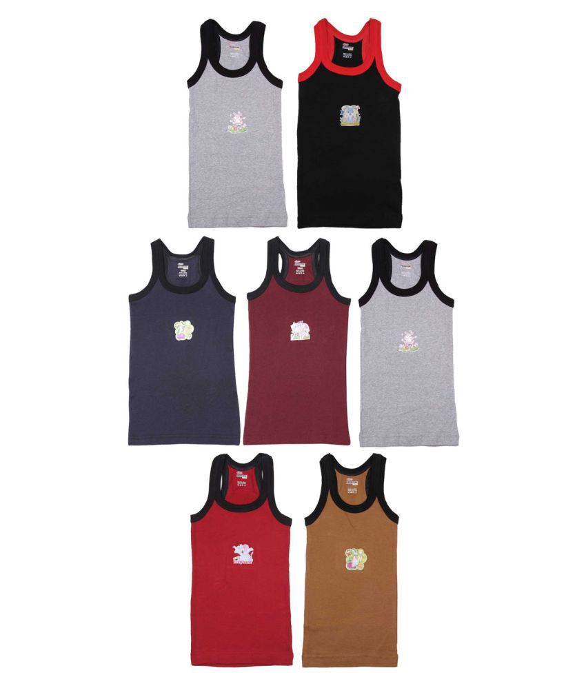     			Rupa Frontline Cotton Multicolor Sleeveless Vests for Kids/Boys - Pack of 7