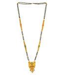 KRIMO GOLD PLATE BLACK BEAD MINA 2 LINE CHAIN LONG MANGALSUTRA-100154