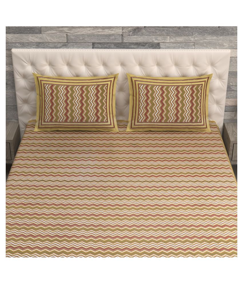 Sita Fabrics Cotton Double Bedsheet with 2 Pillow Covers ( 228 cm x 274