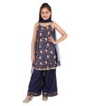 Cutecumber Pack of 1 Girls Georgette Top With Palazzo ( Navy )