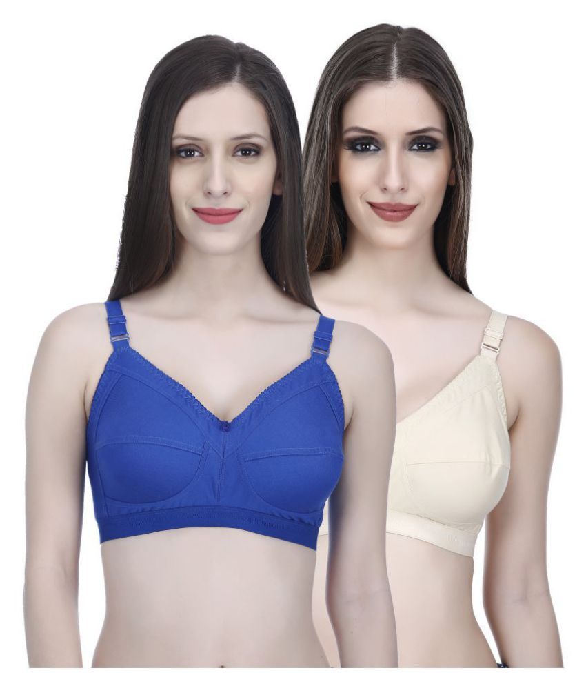     			Elina Pack of 2 Cotton Non Padded Women's T-Shirt Bra ( Multi Color )