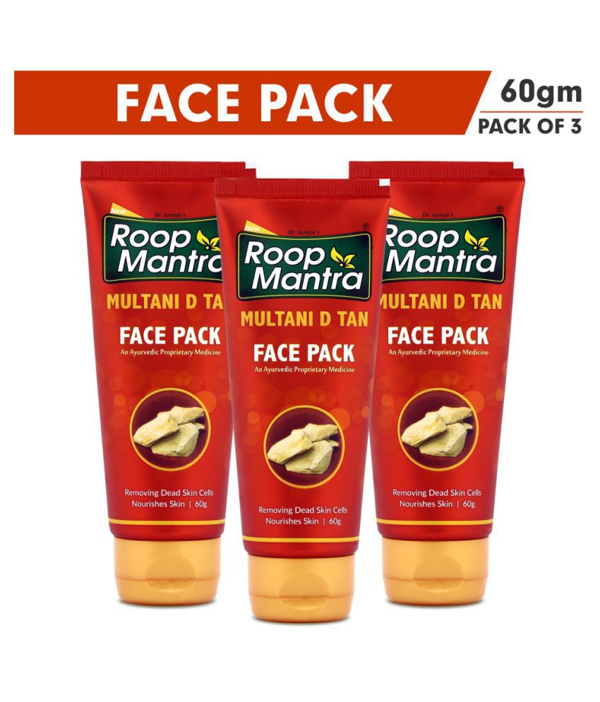 Roop Mantra Multani D Tan Face Pack (Pack of 3)- 60 gm each(Helpful in Removing Dead Skin Cells, Pimples, Acne, Wrinkle