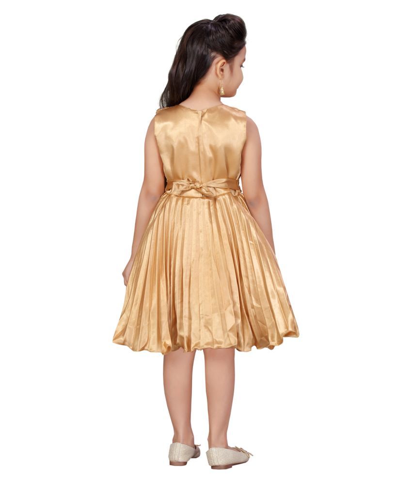 golden colour frock for ladies