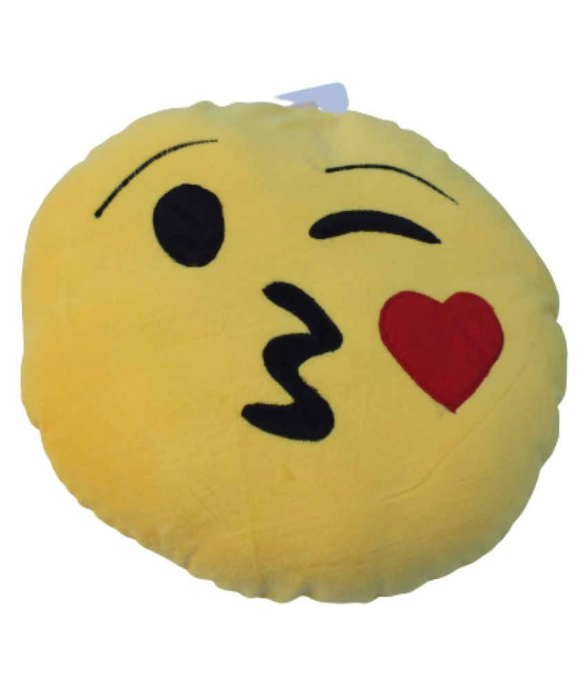 Sofcon Premium Quality Super Soft Smiley Cushion | Pillow Yellow, 12 x 12 Inches Flying Kiss