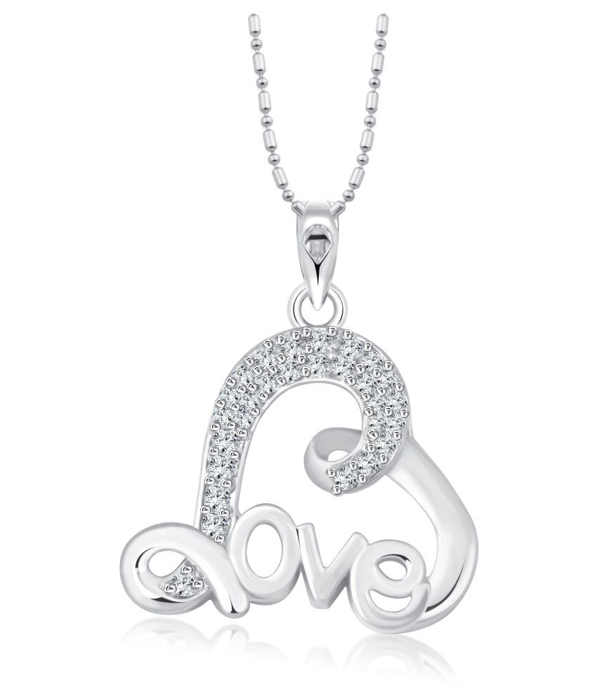     			Vighnaharta Zircon Curve Heart Pendant with Chain | Necklace for Women & Girls-  VFJ1306PR