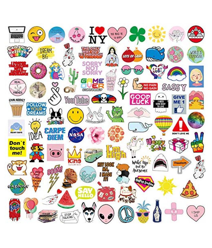    			iDream Cute Girl Pink Fun Waterproof Vinyl Sticker for Laptop, Desk, Skateboard, Luggage, Guitar, Furniture, Toy, Scrapbook (Set of 100)
