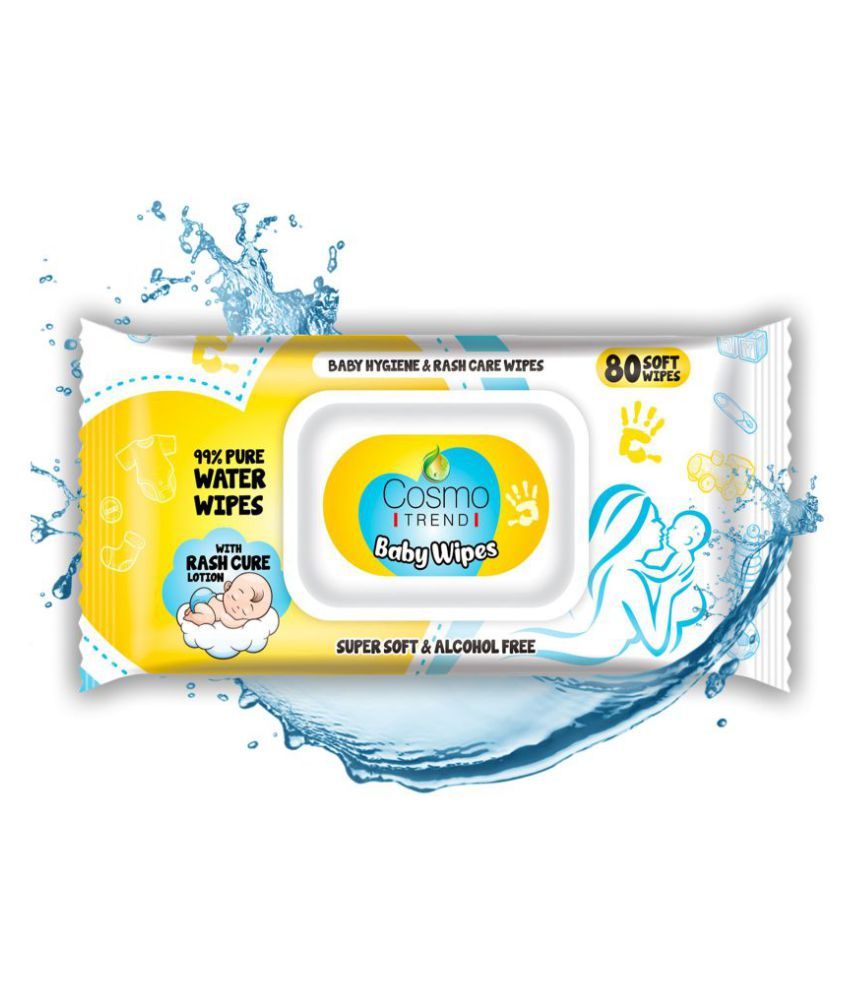 CosmoTrend Cleansing Baby Wipes (80 SoftWipes), 99 Pure Water Wipes