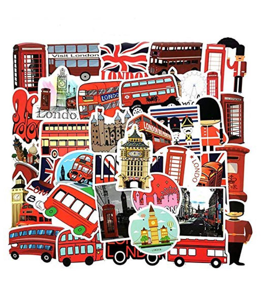     			iDream London Red Bus Graffiti Beautiful DIY Sticker for Motorcycle, Mobile, Phone, Car, Trunk, Notebook, Toys etc. (Set of 50)