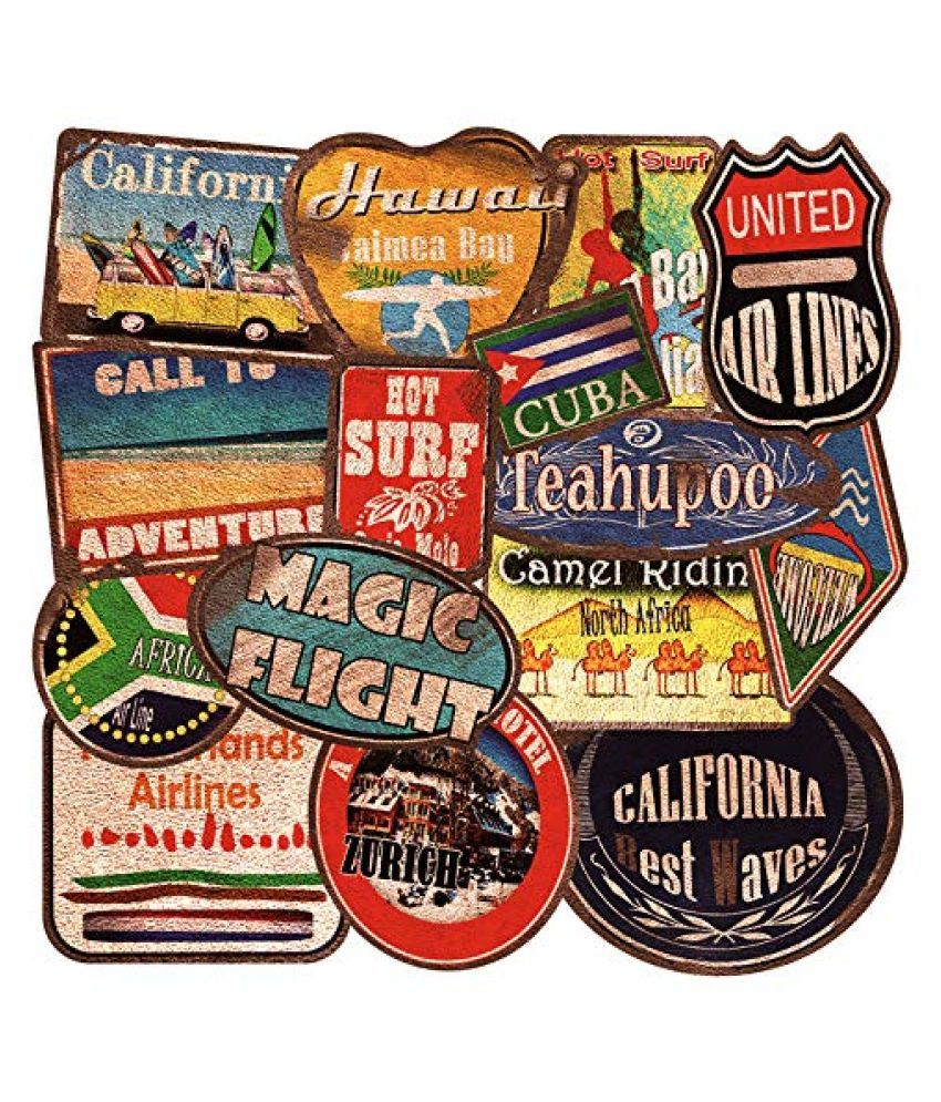 Idream Vintage Retro Beach Surfing Adventure Waterproof Vinyl Stickers Diy For Mobile Toys Suitcase Scrapbook Laptop Guitar Etc Set Of 36 Buy Online At Best Price In India Snapdeal