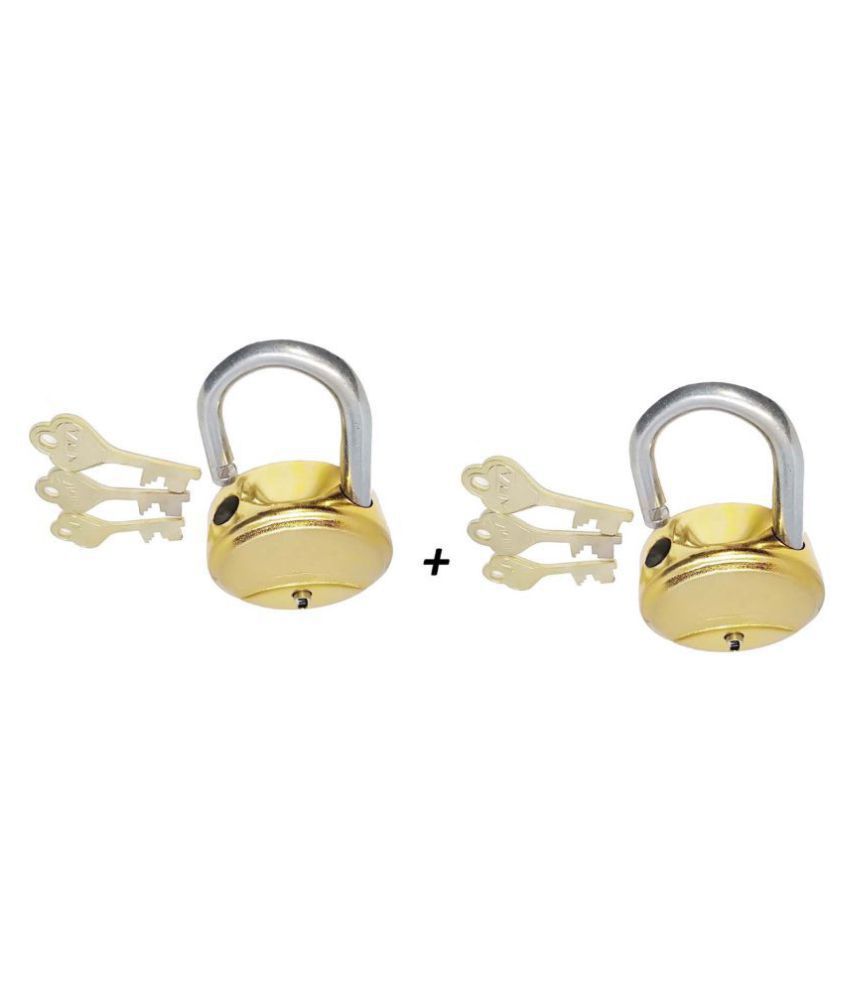 Set of 2 Lock for home, room, office, and door, 62 MM, 8 Levers Padlock, and 3 Keys