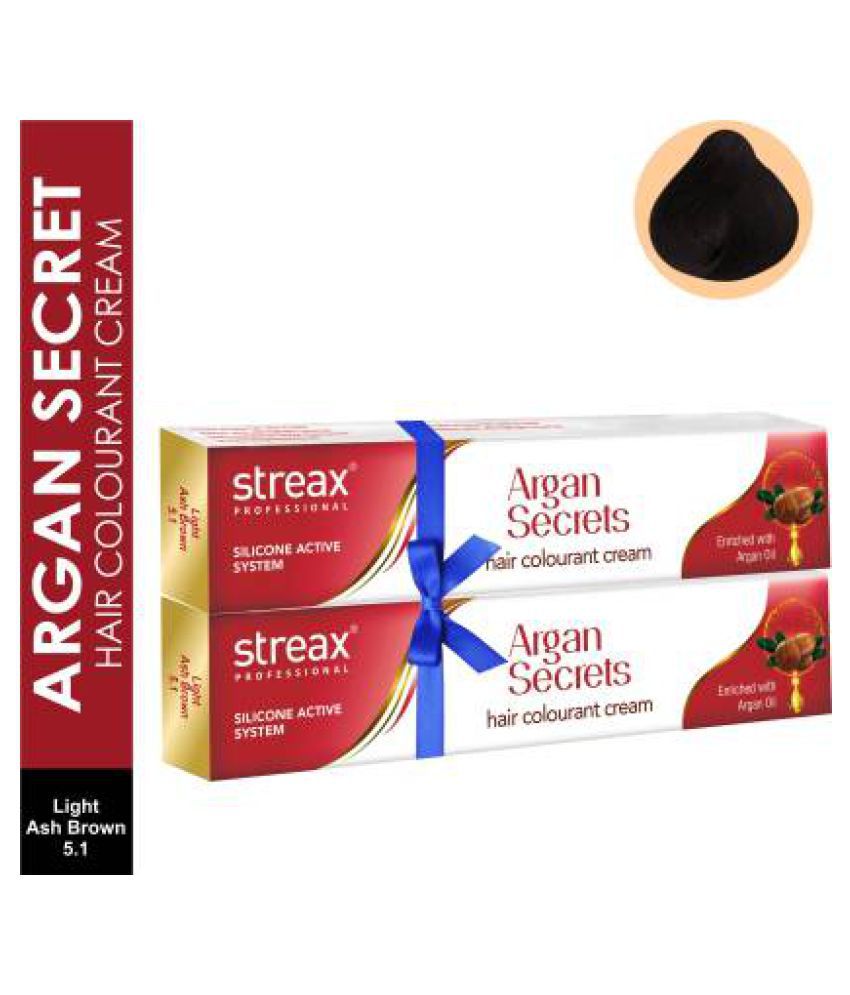 Streax Argan Secrets Permanent Hair Color Brown Light Ash  60 g Pack of  2: Buy Streax Argan Secrets Permanent Hair Color Brown Light Ash  60 g  Pack of 2 at Best Prices in India - Snapdeal