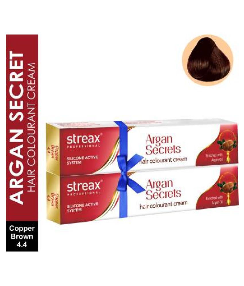 Streax Argan Secrets Permanent Hair Color Brown Copper Brown 4.4 60 g Pack of 2