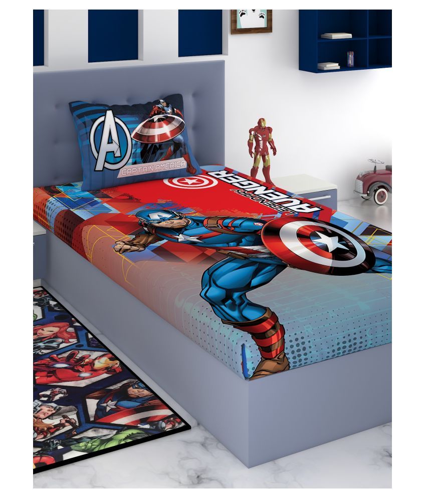 Marvel Cotton Single Bedsheet with 1 Pillow Cover ( 223 cm x 150 cm