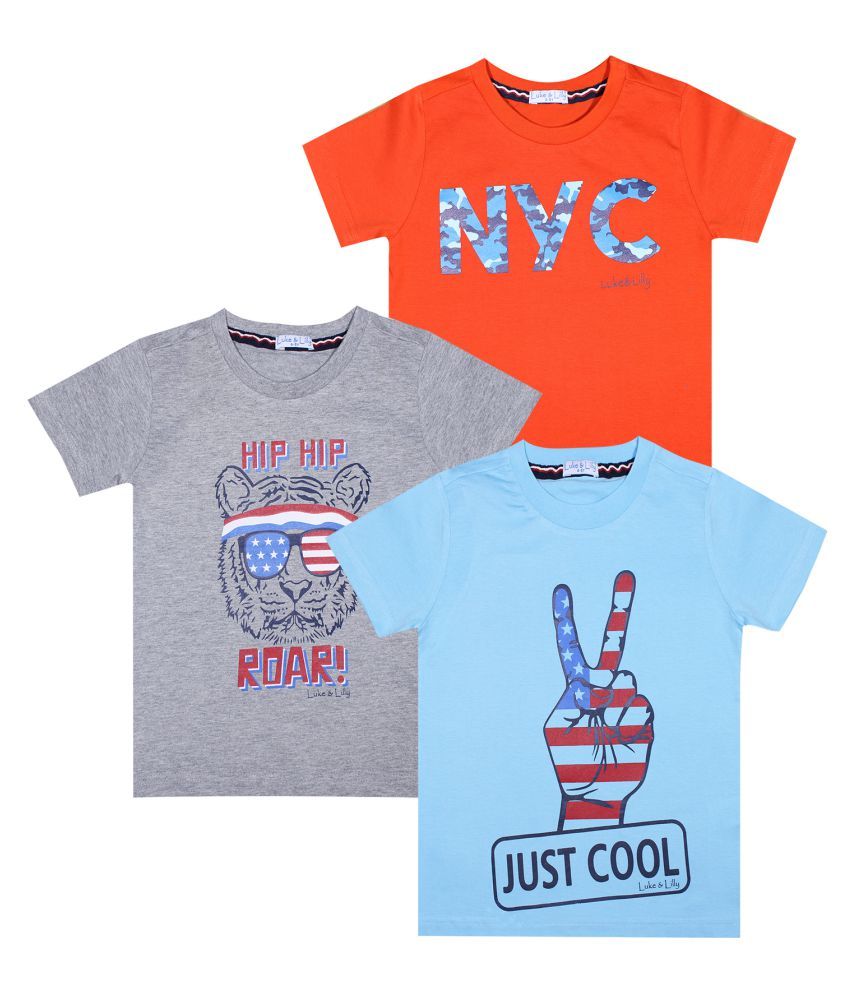     			Boys Cotton Half Sleeve Printed Tshirt Pack of 3