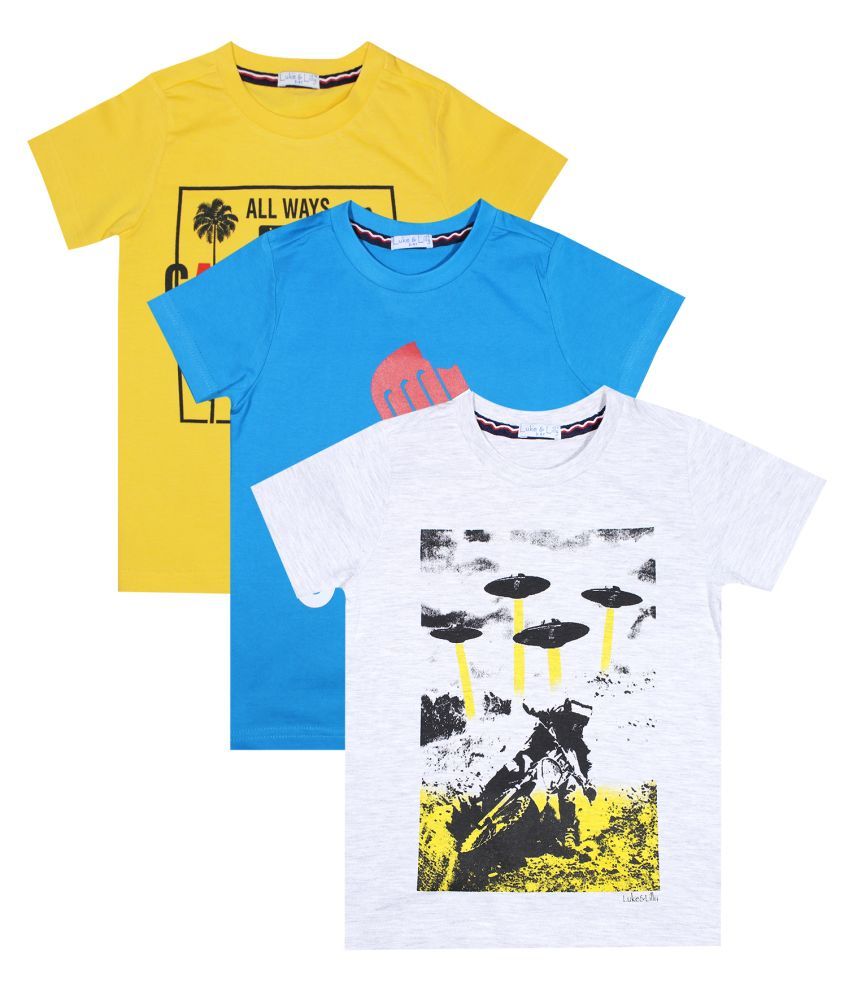     			Boys Cotton Half Sleeve Printed Tshirt Pack of 3