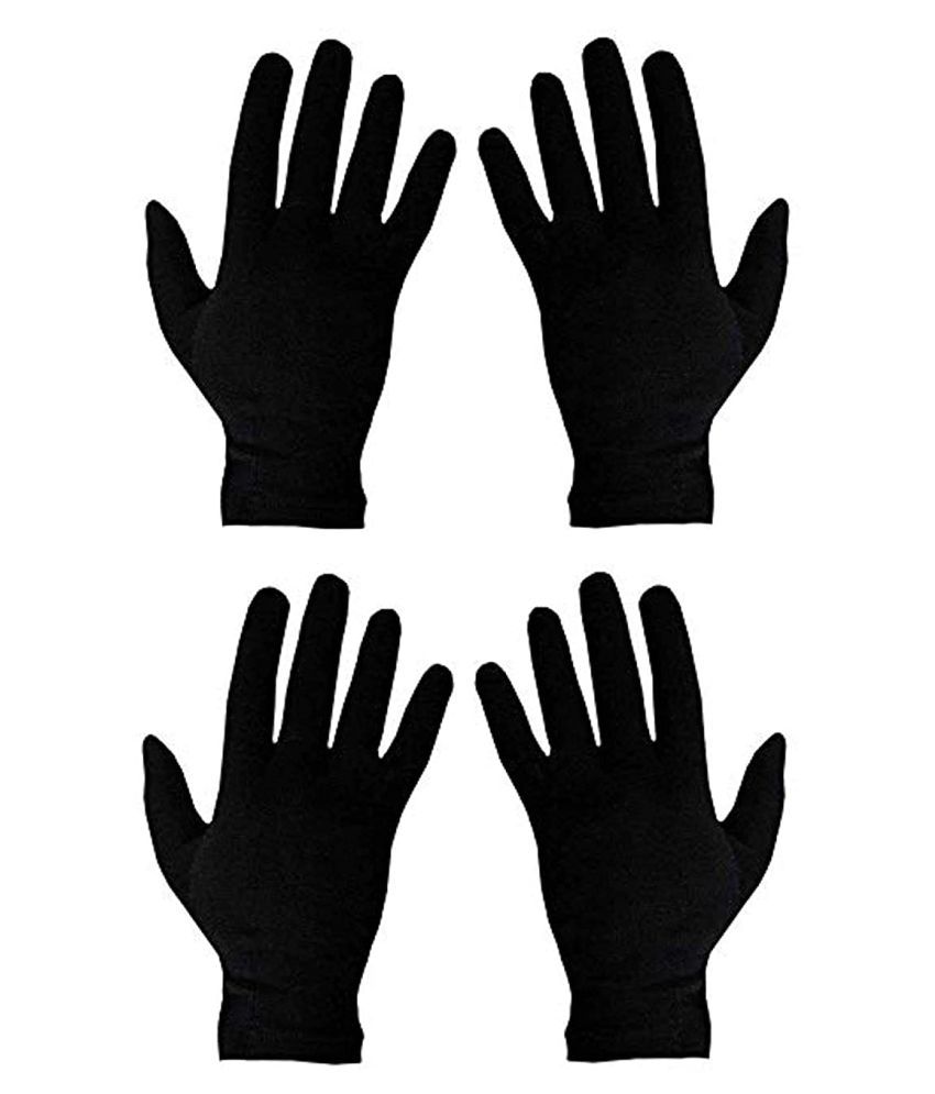     			HF LUMEN Skin Black Half Cotton Figure Gloves Protect Skin From Dust/Pollution/Sun (Pack Of 2 Pair)