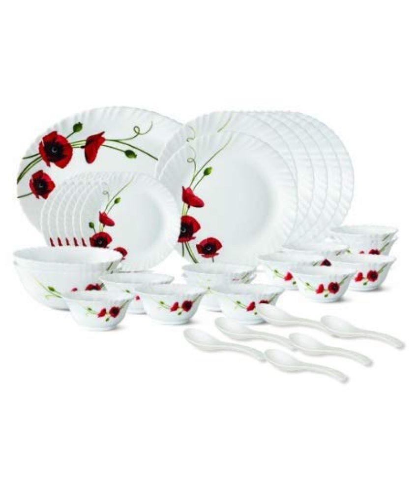 Larah Borosil Dinner Set Borosil RedCarnation Opalware Dinner Set Of 33 ...