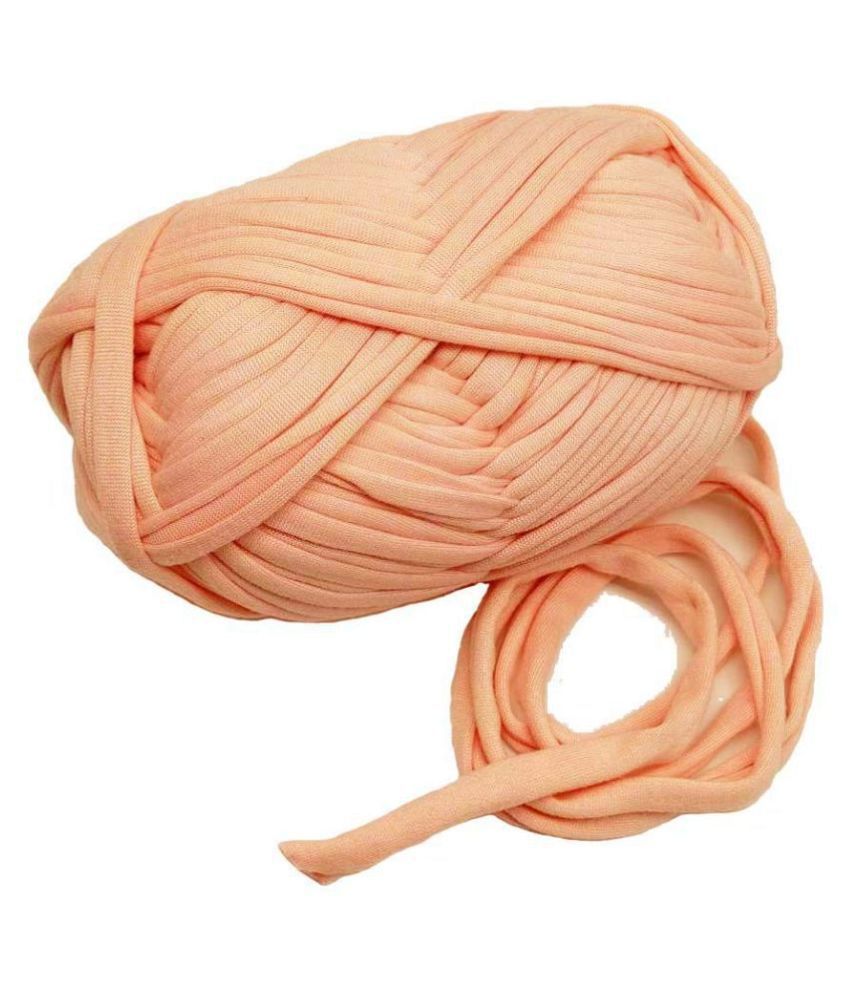     			PRANSUNITA T-Shirt Yarn Carpet, Knitting Yarn for Hand DIY Bag Blanket Cushion Crocheting Projects TSH New 100 GMS (Peach)
