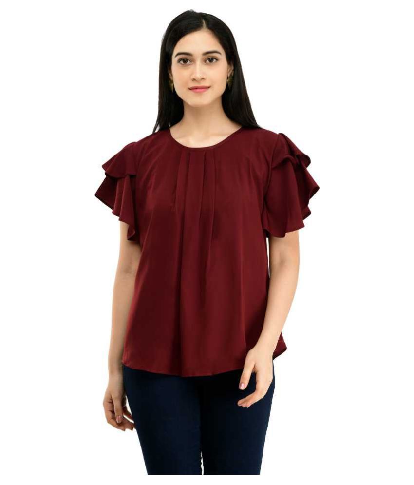 Pandadi Poly Crepe Pink And Maroon Regular Tops Pack Of 2 Buy Pandadi