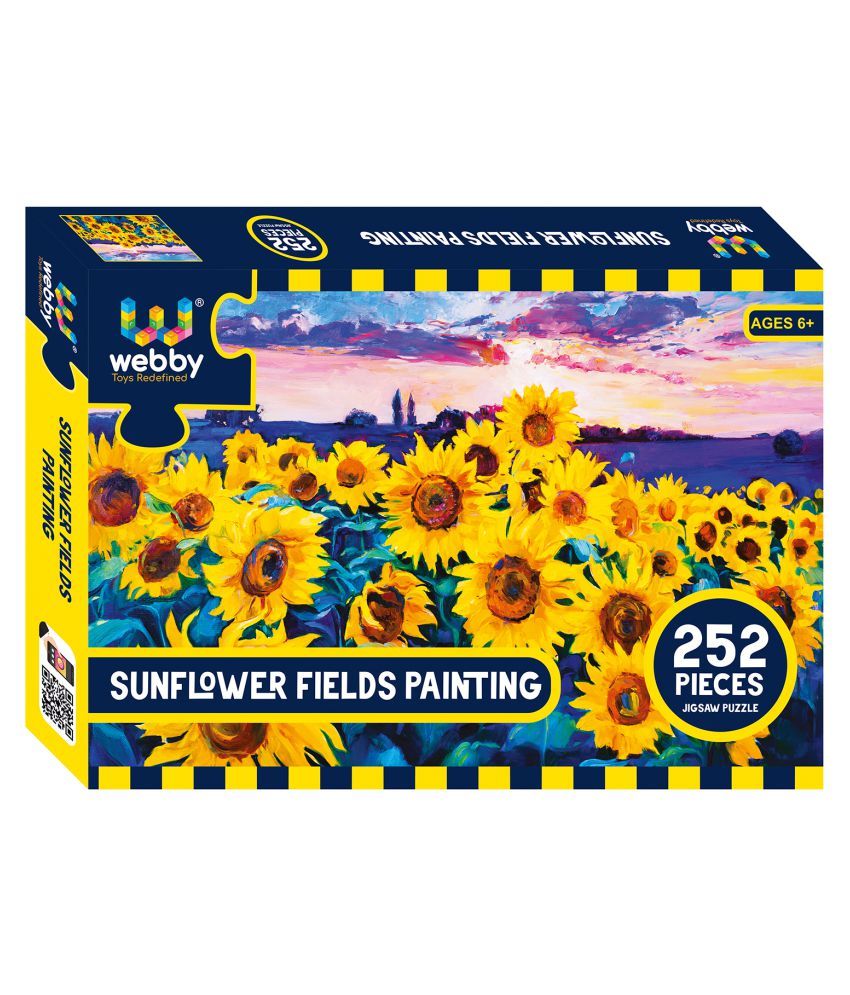     			Webby Sunflower Fields Painting Cradboard Jigsaw Puzzle, 252 pieces