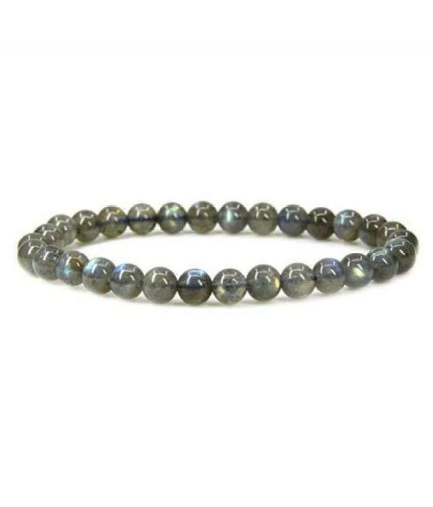     			KESAR ZEMS Natural Labradorite Stone Stretchable Bracelet With Certificate For Unisex  (10 x 2 x 1 CM) Blue Flashes.