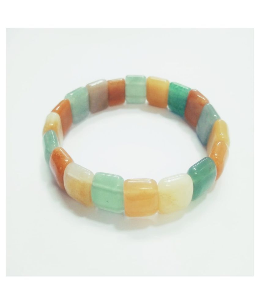     			KESAR ZEMS MINI Rectangle Shaped Multi Colour Stone Stretchable Bracelet For Unisex (10 x 1 x 2 CM) Multi.