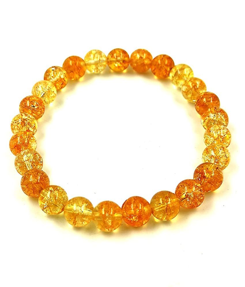     			KESAR ZEMS Natural Citrine Stone Bracelet Stretchable Bracelet  For Unisex  (10 x 2 x 1 CM) Orange.