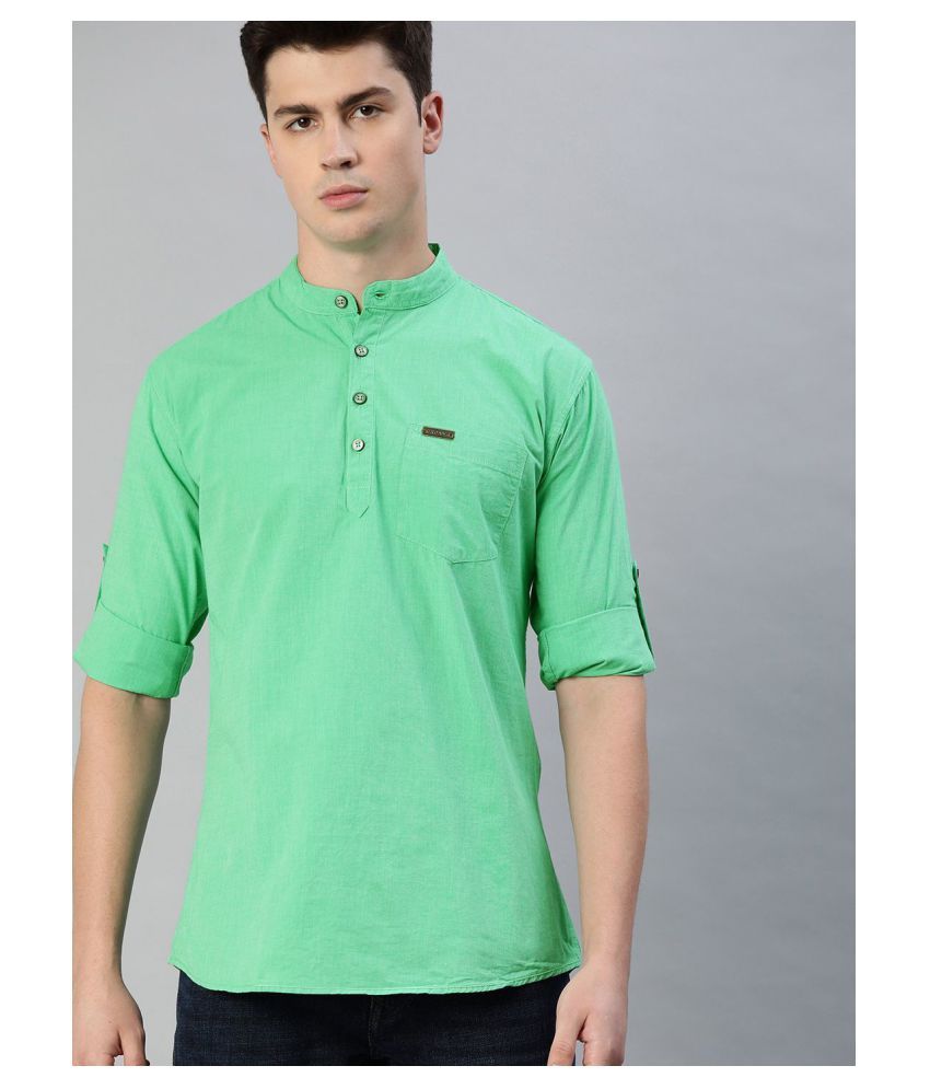     			Urbano Fashion 100 Percent Cotton Green Shirt