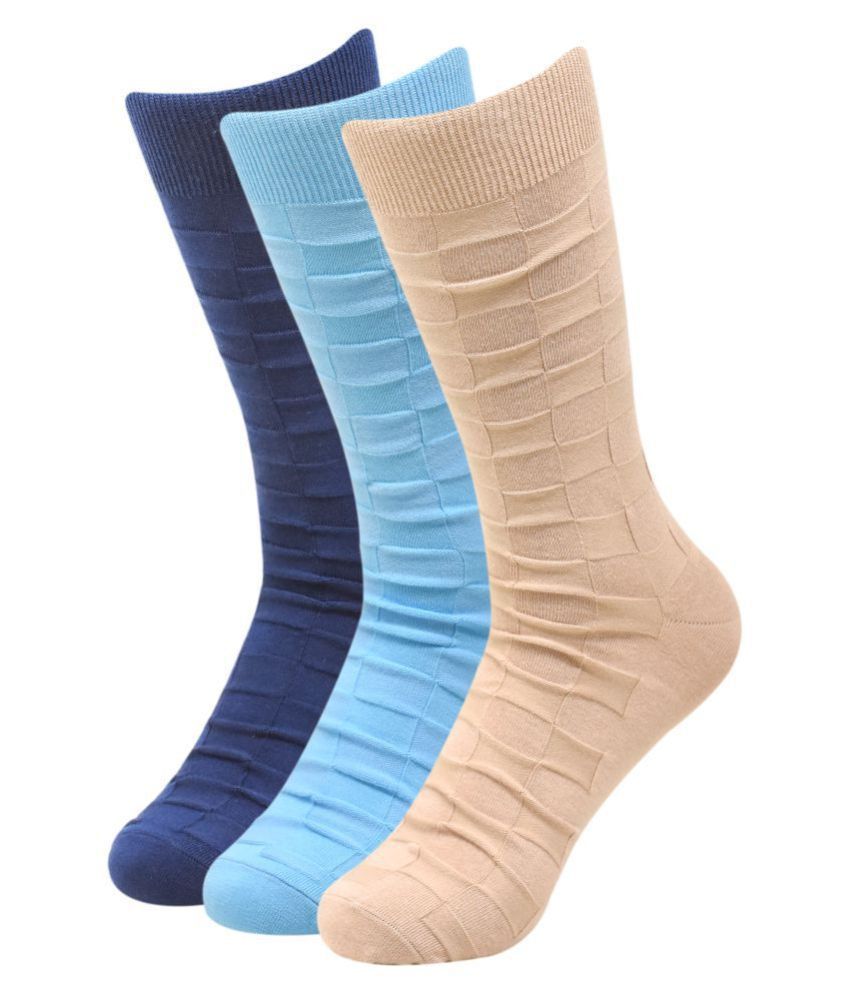 Balenzia - Cotton Men's Self Design Multicolor Mid Length Socks ( Pack of 3 )