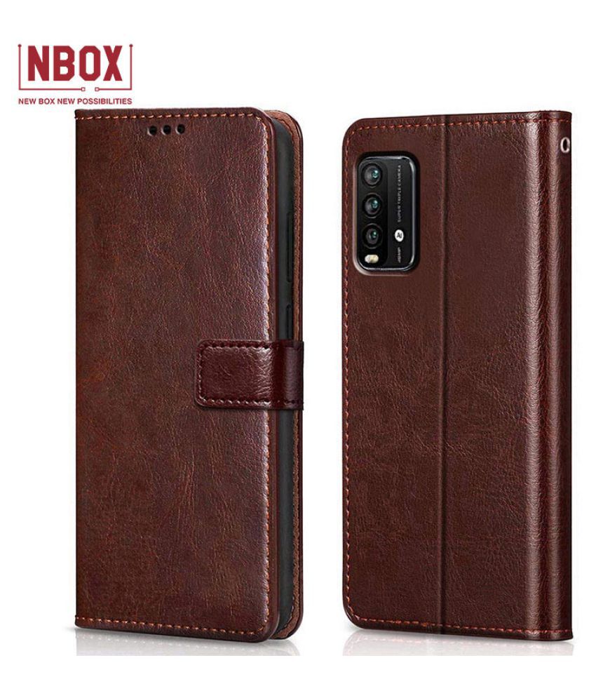 NBOX - Brown Flip Cover Compatible For Xiaomi Redmi 9 Power ( Pack of 1 )