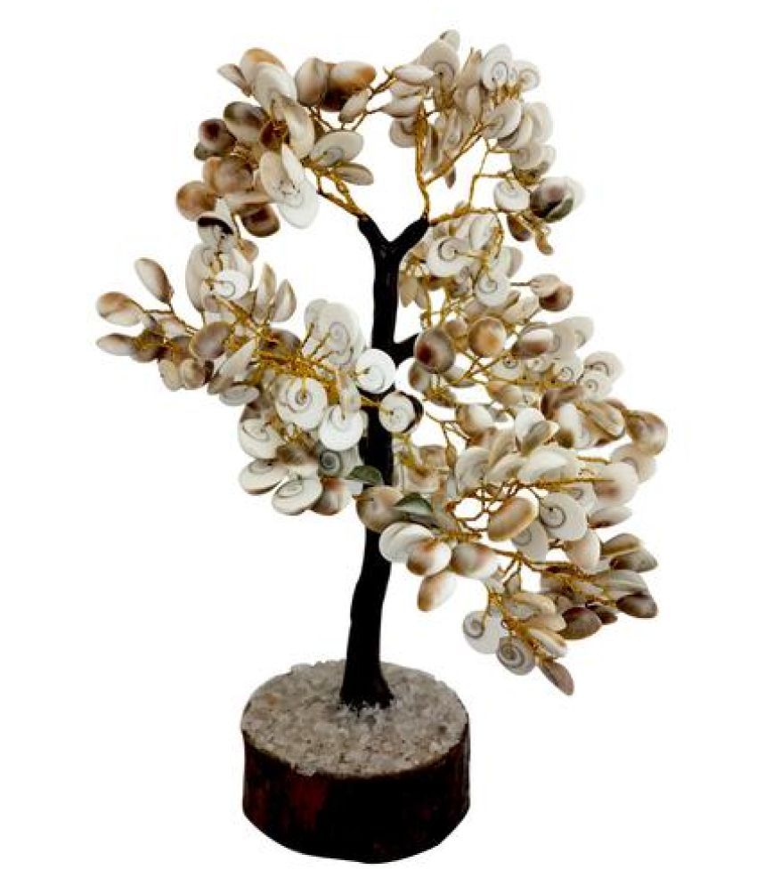     			KESAR ZEMS FengShui Good Luck Gomti Chakra Tree with 200 Beads For Wealth, Success & Prosperity/ Home Office Table Decor (11 x 5 x 25 Cm, White)