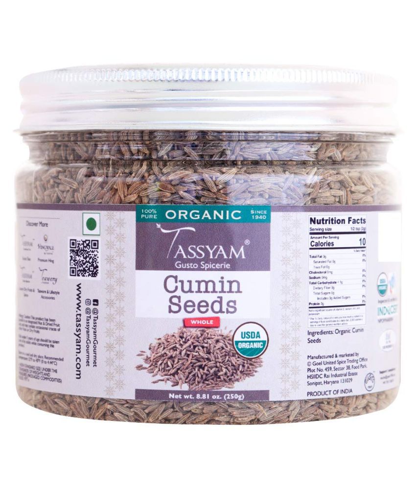     			Tassyam Certified USDA 100% Organic Cumin Seeds 250 gm