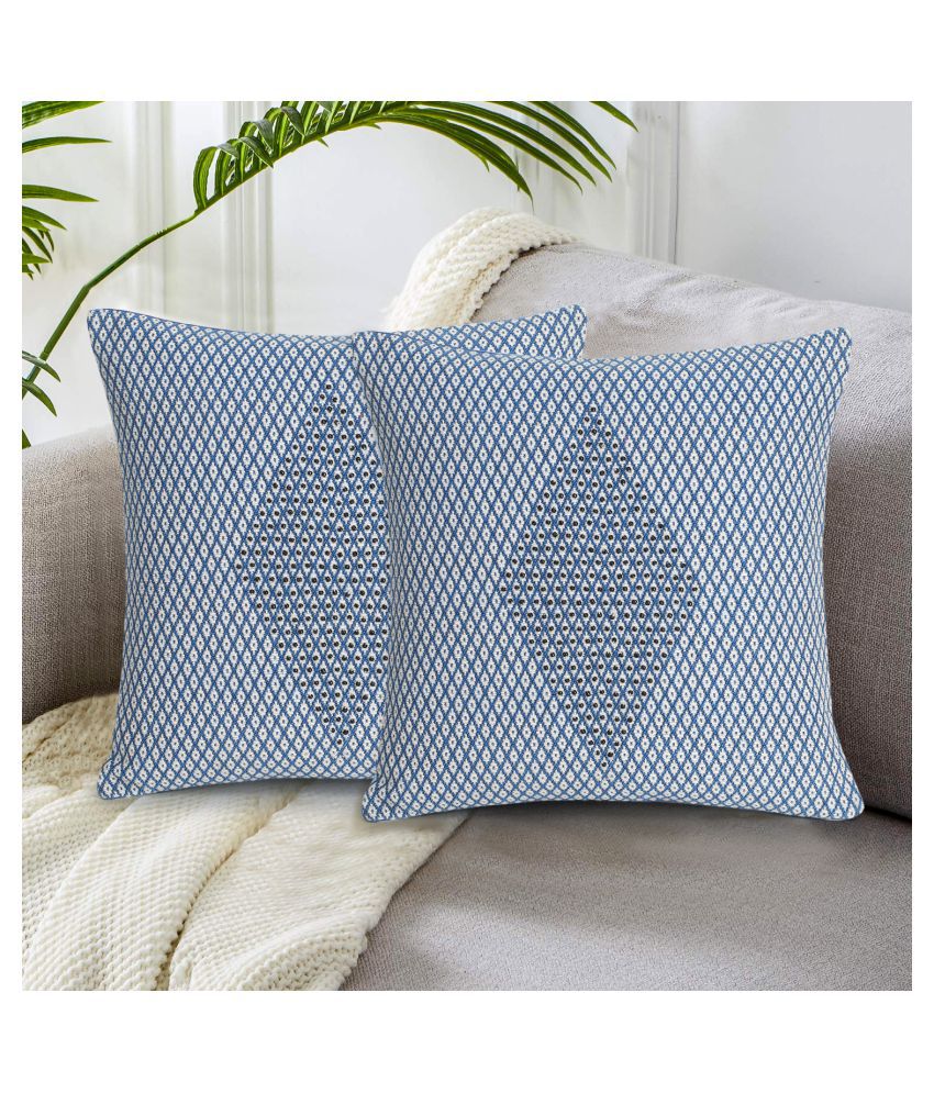     			mezposh Set of 2 Poly Cotton Cushion Covers 40X40 cm (16X16)
