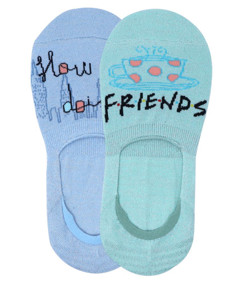     			Balenzia x Friends Women-Loafer/No Show Socks (Pack of 2)- Green, Blue