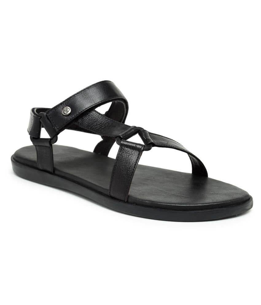 Beaver Black Leather Sandals - Buy Beaver Black Leather Sandals Online ...