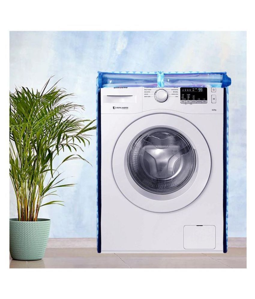     			PrettyKrafts Single Poly-Cotton Blue Washing Machine Cover for Universal Front Load