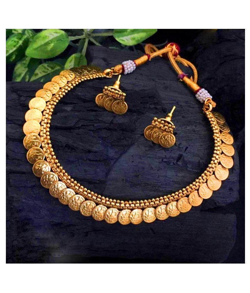     			gilher Copper Golden Traditional Necklaces Set Contemporary