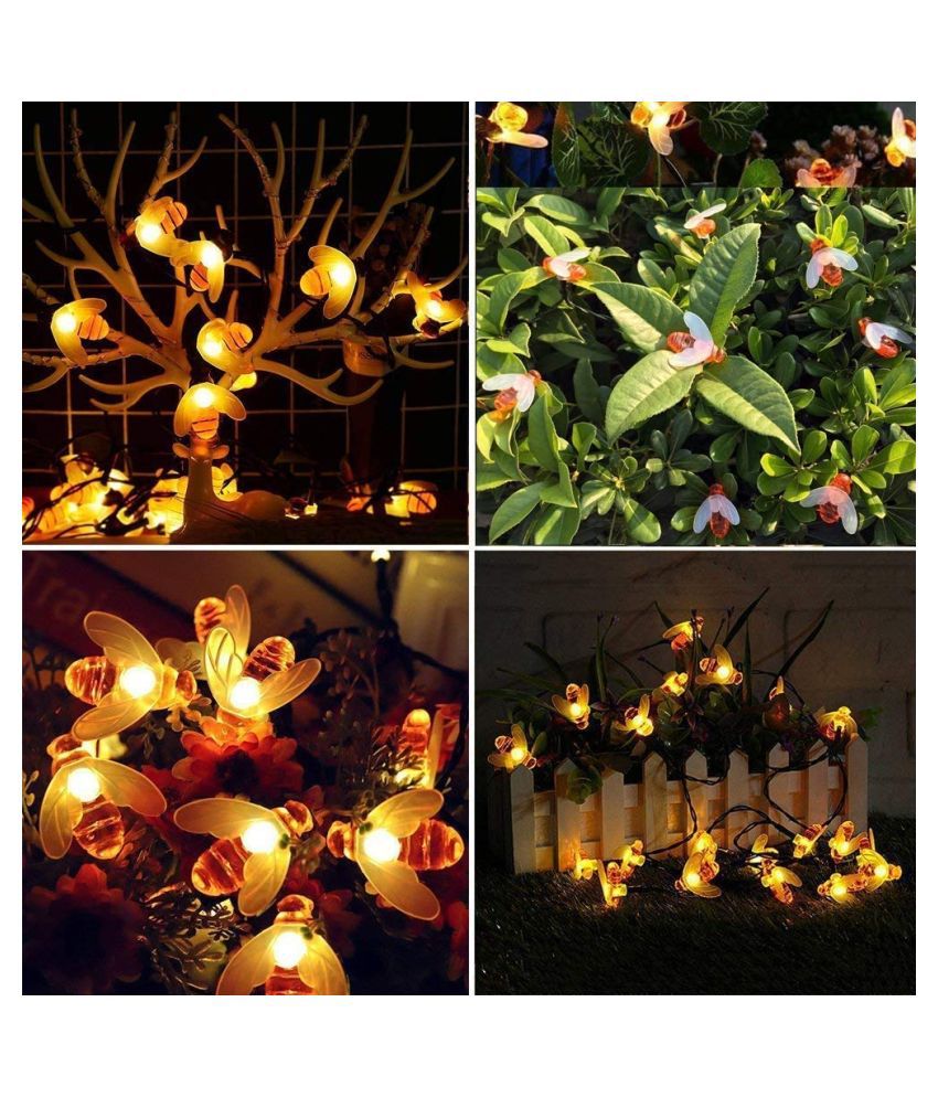 thriftkart 16 LED Honeybee Plug in Fairy String Lights Orange