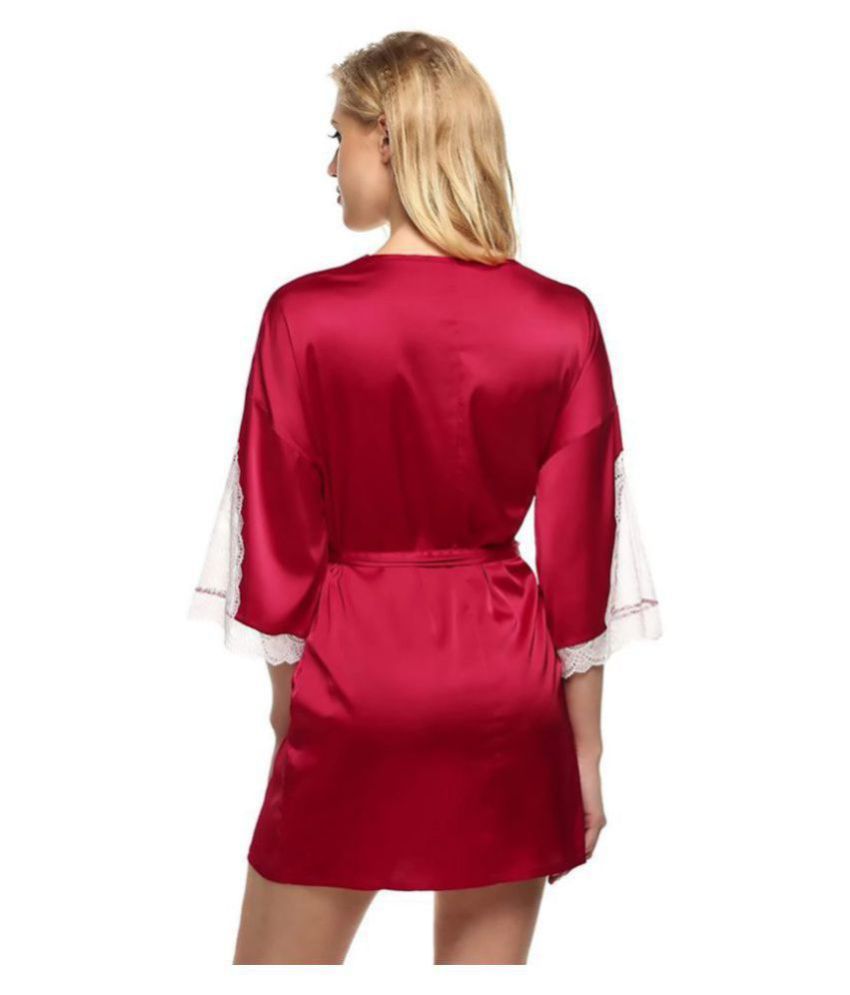 silk maroon robe